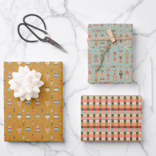 Feiertags-Geschenkpapier-Set aus 3 flachen Bögen Geschenkpapier Set