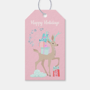 Feiertags-Glitzer-Winter-Märchenland-Rotwild Geschenkanhänger