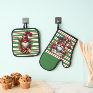 Feiertags-Gnome Ofenhandschuh & Topflappen-Set