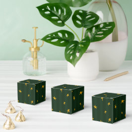 Feiertags Grün Gelb Stern Streifen Weihnachten Geschenkschachtel