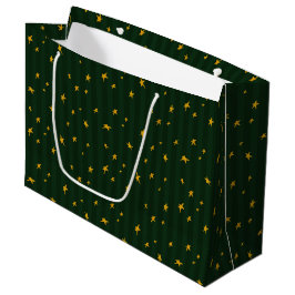 Feiertags-Grün-Gelb-Stern-Streifen-Weihnachten Große Geschenktüte