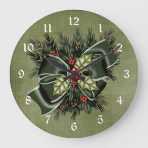 Feiertags-Grün u. dunkelgrüne Bogen-Weihnachtsuh Große Wanduhr