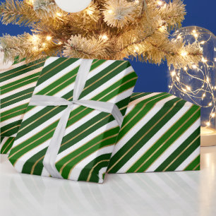 Feiertags-Grün, Weiß und Goldfolie Weihnachtsstrei Geschenkpapier