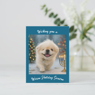 Feiertags-Grußkarte mit Pete dem Pekingese Feiertagspostkarte