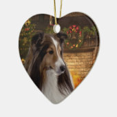 Feiertags-Herz Sheltie Keramikornament (Links)