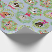 Feiertags-HundeKränze im Blau Geschenkpapier (Ecke)