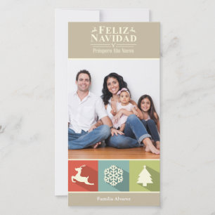 Feiertags-Ikonen Feliz Navidad (beige) Feiertagskarte