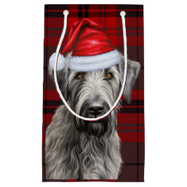 Feiertags-Irish Wolfhound-Hund Rotkariert Weihnach Kleine Geschenktüte