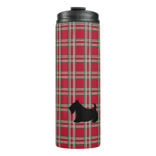 Feiertags-Karo-Schottischer-Terrier-Kaffeebecher Thermosbecher