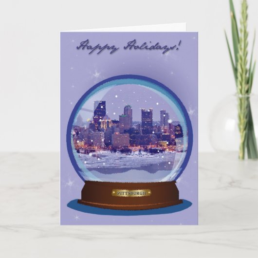 Feiertags-Karte Pittsburghs Snowglobe Feiertagskarte (Vorderseite)