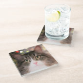 Feiertags-Katzen-Glas-Untersetzer Glasuntersetzer (Schrägansicht)