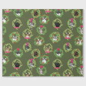 Feiertags-Katzen-Kränze im Grün Geschenkpapier (Flach)