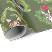 Feiertags-Katzen-Kränze im Grün Geschenkpapier (Rolleneckpunkt)