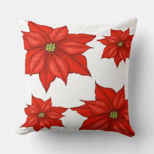 Feiertags-Kissen-Rote Poinsettien Kissen