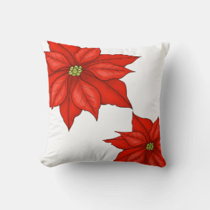 Feiertags-Kissen-Rote Poinsettien Kissen