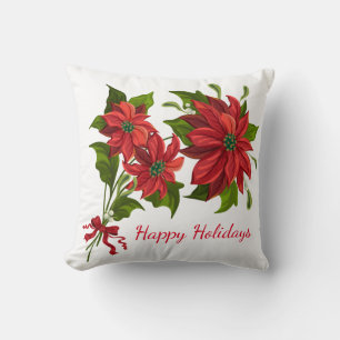 Feiertags-Kissen-Rote Poinsettien Kissen
