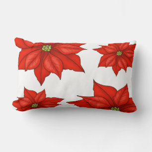 Feiertags-Kissen-Rote Poinsettien Lendenkissen