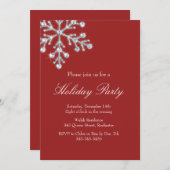 Feiertags-Kristallschneeflocke (rot) Einladung (Vorne/Hinten)