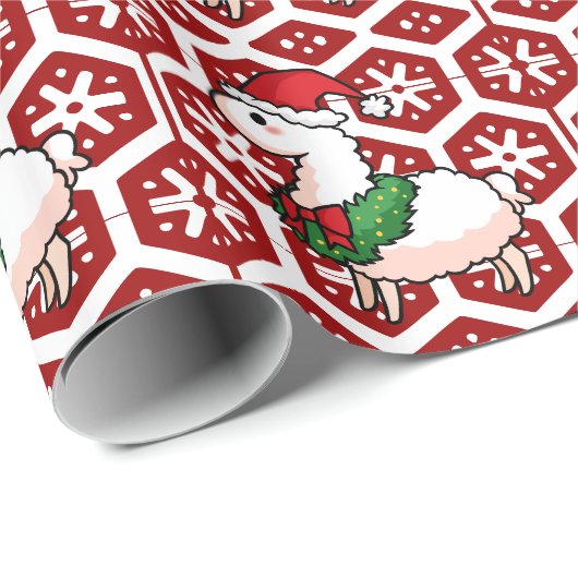 Feiertags-Lama-Elf Geschenkpapier (Rolleneckpunkt)