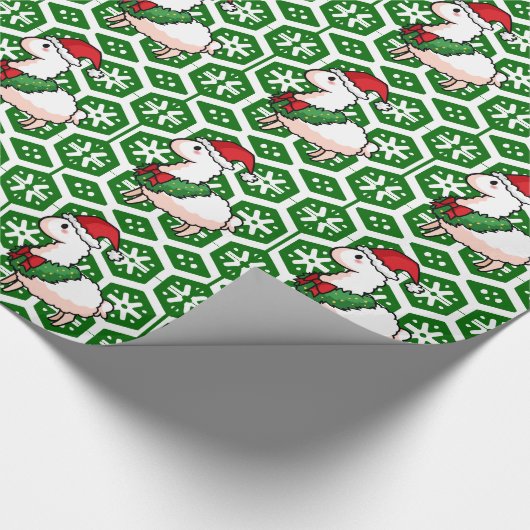 Feiertags-Lama-Elf Geschenkpapier (Ecke)
