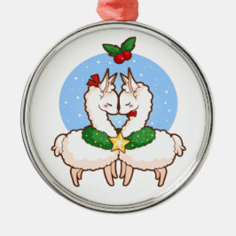 Feiertags-Liebe-Lamas Ornament Aus Metall