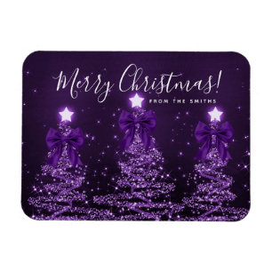 Feiertags-Lila-Weihnachtsbäume-Gruß  Magnet