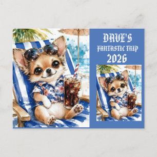 Feiertags-Männchen-Chihuahua-Strandentspannung Postkarte