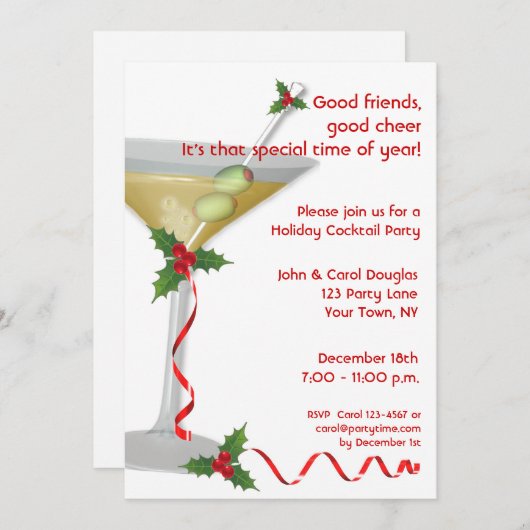 Feiertags-Martini-Party Einladung (Vorne/Hinten)