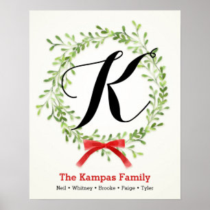 Feiertags-Monogramm-Familien-Druck, Poster