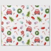 Feiertags-Muster des Weihnachtskäfer-Auto-| Geschenkpapier (Flach)