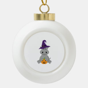 Feiertags-Nilpferd-Halloween-Hexe-Nilpferd Keramik Kugel-Ornament