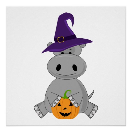 Feiertags-Nilpferd Halloween Hexe Nilpferd Poster (Vorderseite)