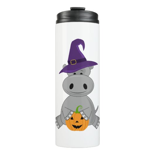 Feiertags-Nilpferd Halloween Hexe Nilpferd Thermosbecher (Vorderseite)
