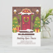 Feiertags-offenes Haus-WeihnachtsParty Einladung (Stehend Vorderseite)