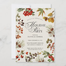 Feiertags-Party Botanische Pflanzen Beeren Schrift