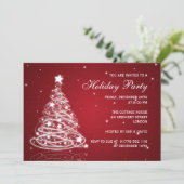 Feiertags-Party Einladungs-Weihnachtsbaum-Rot Einladung (Stehend Vorderseite)