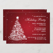 Feiertags-Party Einladungs-Weihnachtsbaum-Rot Einladung (Vorne/Hinten)