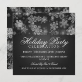 Feiertags-Party-Schneeflocke-Schwarzes Einladung (Vorne/Hinten)