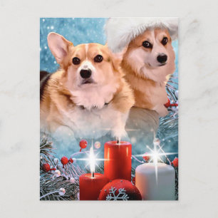 Feiertags Pembroke Welsh Corgis  Weihnachtskarte Feiertagspostkarte
