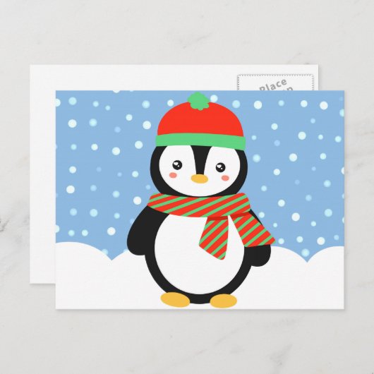 Feiertags-Pinguin Feiertagspostkarte (Vorne/Hinten)