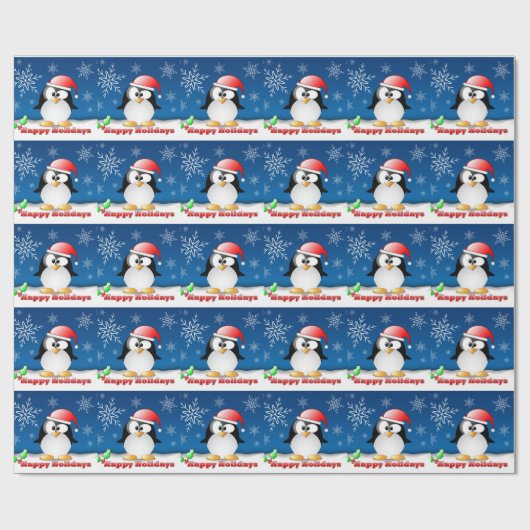 Feiertags-Pinguin Geschenkpapier (Flach)
