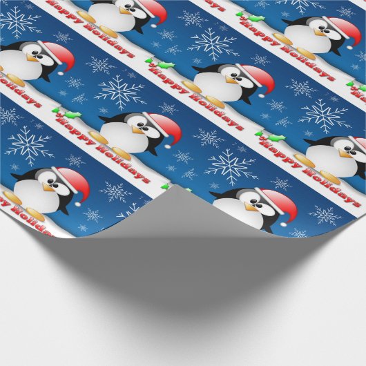 Feiertags-Pinguin Geschenkpapier (Ecke)