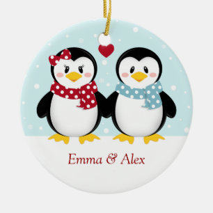 Feiertags-Pinguin-Weihnachtsverzierung Keramikornament