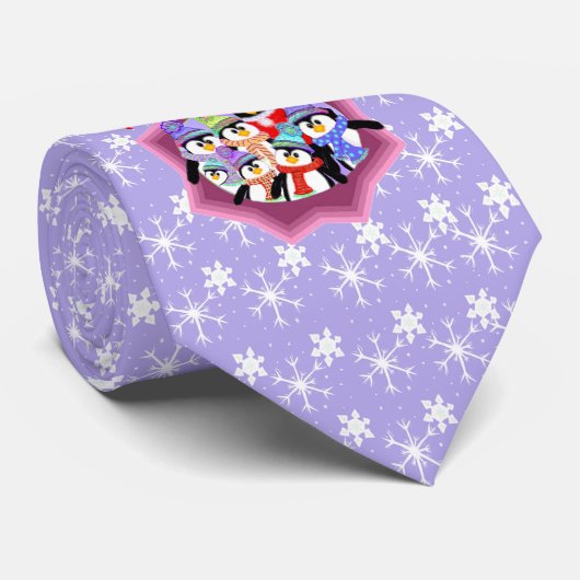 Feiertags-Pinguine Krawatte (Gerollt)