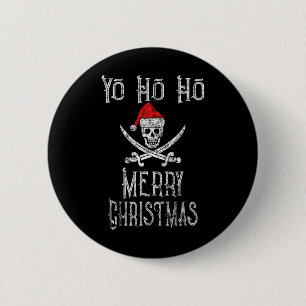 Feiertags-Pirat Yo Ho Ho Frohe Weihnachten Santa-H Button