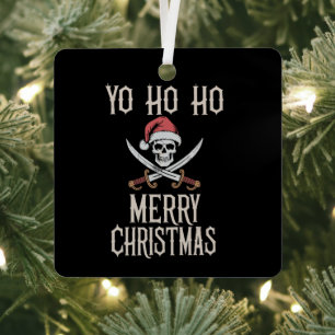Feiertags-Pirat Yo Ho Ho Weihnachten Santa Bootfah Ornament Aus Metall