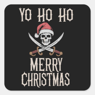 Feiertags-Pirat Yo Ho Ho Weihnachten Santa Bootfah Quadratischer Aufkleber