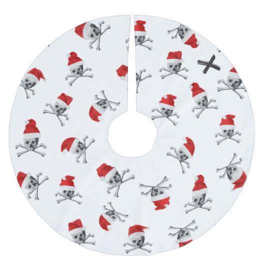 Feiertags-Piraten-Schädel #1 Polyester Weihnachtsbaumdecke (Vorderseite)