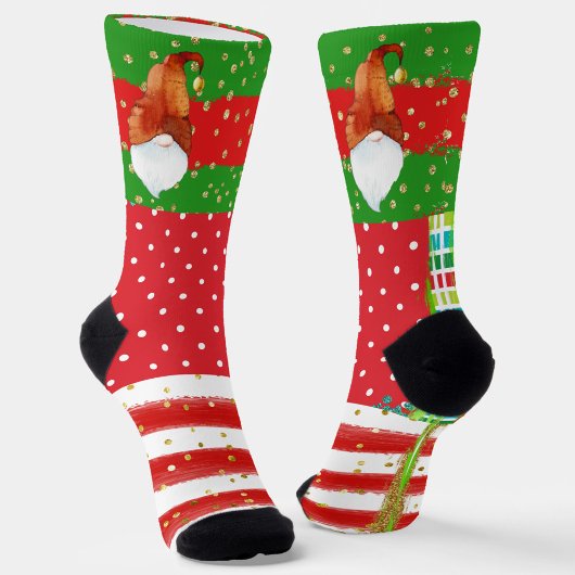 Feiertags-Punkte, Streifen und Gnome Socken