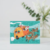 Feiertags-Reise-Retro Weihnachtspostkarte Feiertagspostkarte (Stehend Vorderseite)